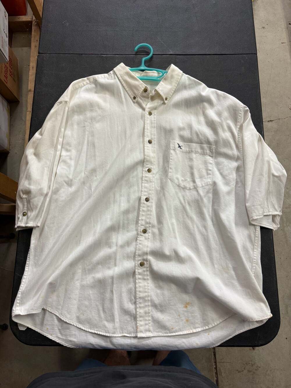 Eddie Bauer Vintage White 100% Cotton Button-Down Shirt Men XXL